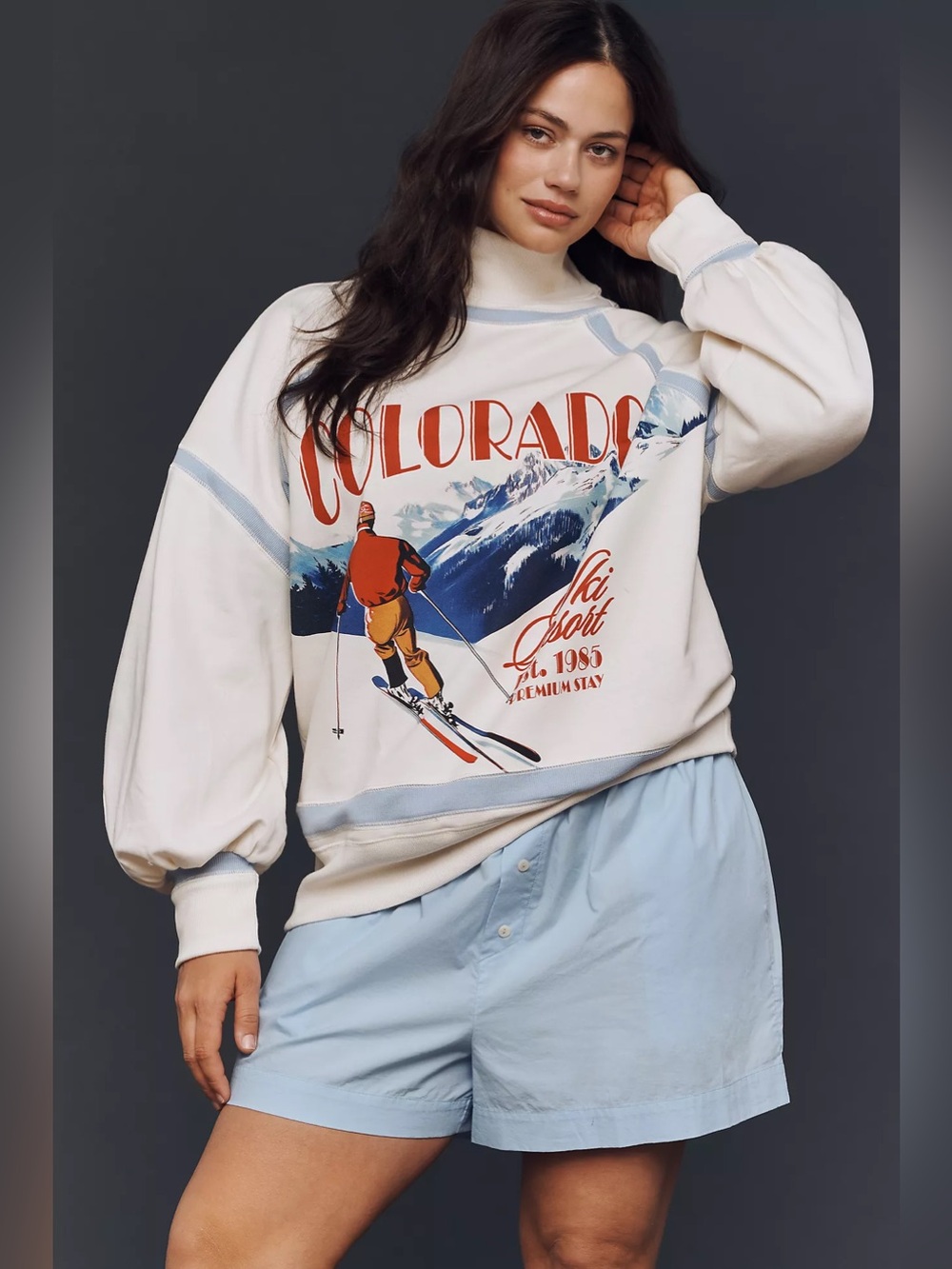 Anthropologie Daily Practice Base Plate Colorado Ski Mock Neck Sweatshirt - Picture 4 of 8